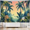 Coconut Tree Sunrise Tapestry Retro Sea View Oil Painting Art Wall Hanging Home Decoration Hippie Wall Background Poster