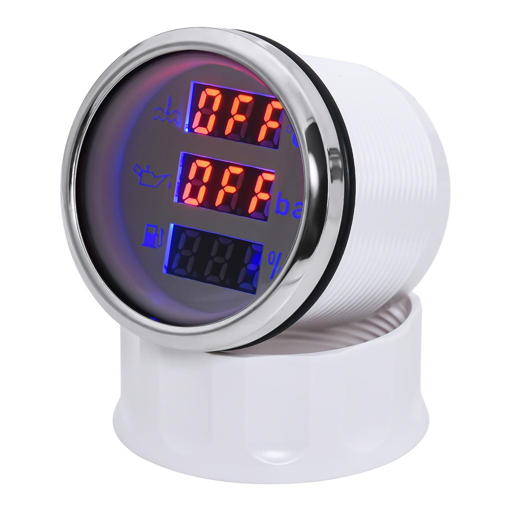3 In 1 Multi-function Car Boat Fuel Level Gauge Water Temperature Gauge Oil Pressure Voltage with Alarm& Backlight Indicator