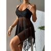 Plain Mesh Contrast Criss Cross Skirted 2 Piece Set Bikini, Scoop Neck Spaghetti Strap Twist Solid Color Women's Swimwear