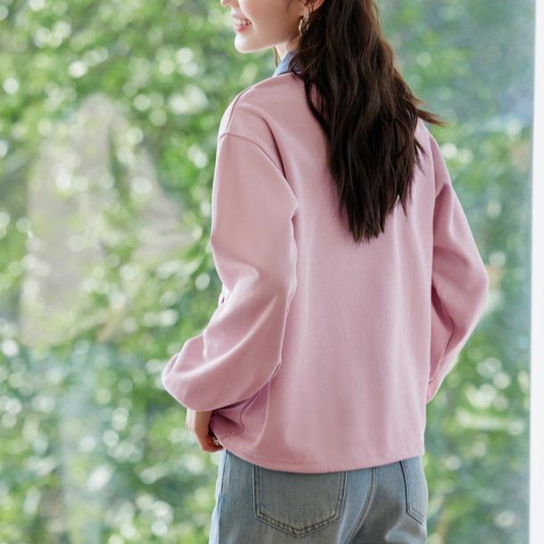 2025 Autumn/Winter Patchwork Embroidered Loose Hoodie - College Style Two-Piece