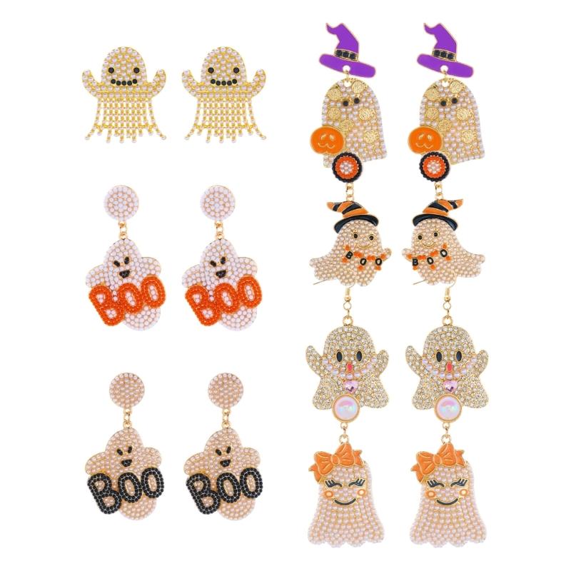 Alloy Halloween Earrings Pair, Holiday Accessory with Embellished Front for Party Outfits, Dress Up Looks and Photos