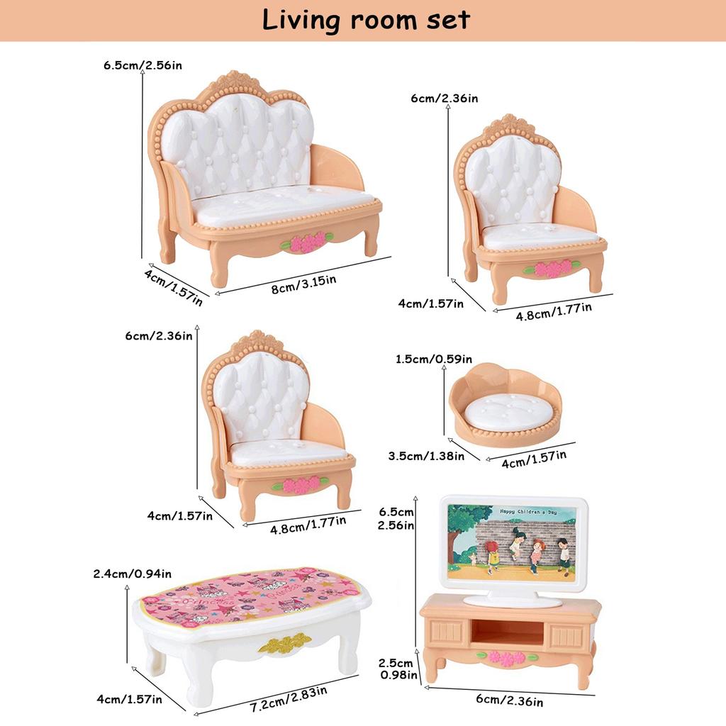 Miniature Dollhouse Furniture Kitchen Living Room Bedroom Bathroom Doll House Furniture Pretend Play Dollhouse Miniatures