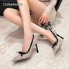 Rhinestone Mesh Pumps for Women Pointed Toe Stiletto Heels with Cute Bow Detail Slip-on Party Dress Shoes Women's Elegant Shoes