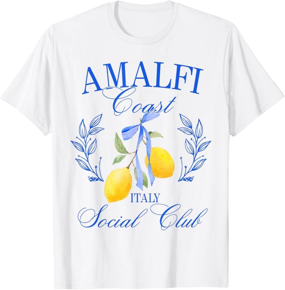Ретро Амальфи Побережье Италии Синий Кокетливый Бант Лимон Путешествие Футболка Унисекс Футболка XXL
