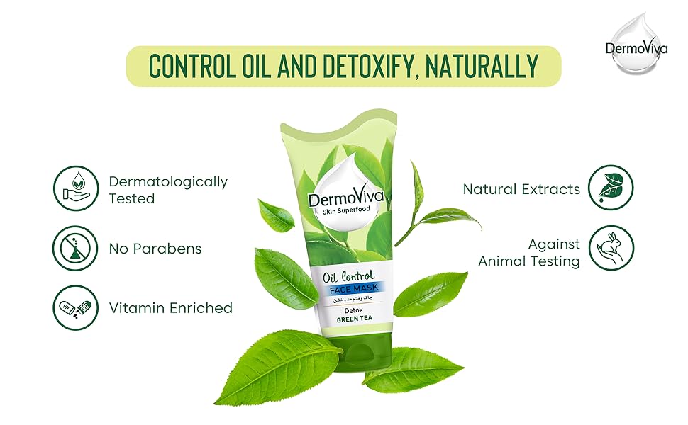DermoViva Oil Control Purifying Green Tea Face Mask - 150 Ml