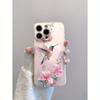 Pink flower hummingbird pattern phone case suitable for iPhone 17 16 15 14 13 12 11 Pro/Max/Plus anti drop and shockproof