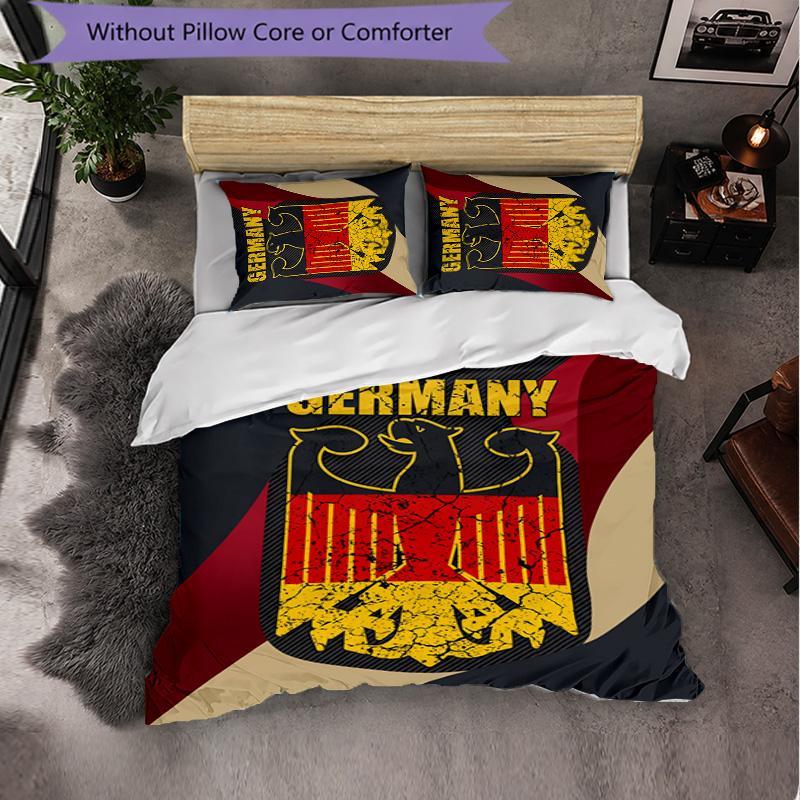 Germany Football Pattern 3 Pieces Bedding Set Soft Microfiber Duvet Cover with Pillow Cases for Bedroom
