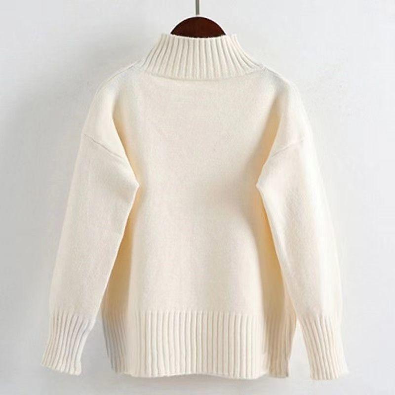 Fashion Turtleneck Sweater Women Autumn Winter Pullover Jumper Pull Streetwear Casual Knitted Sweater