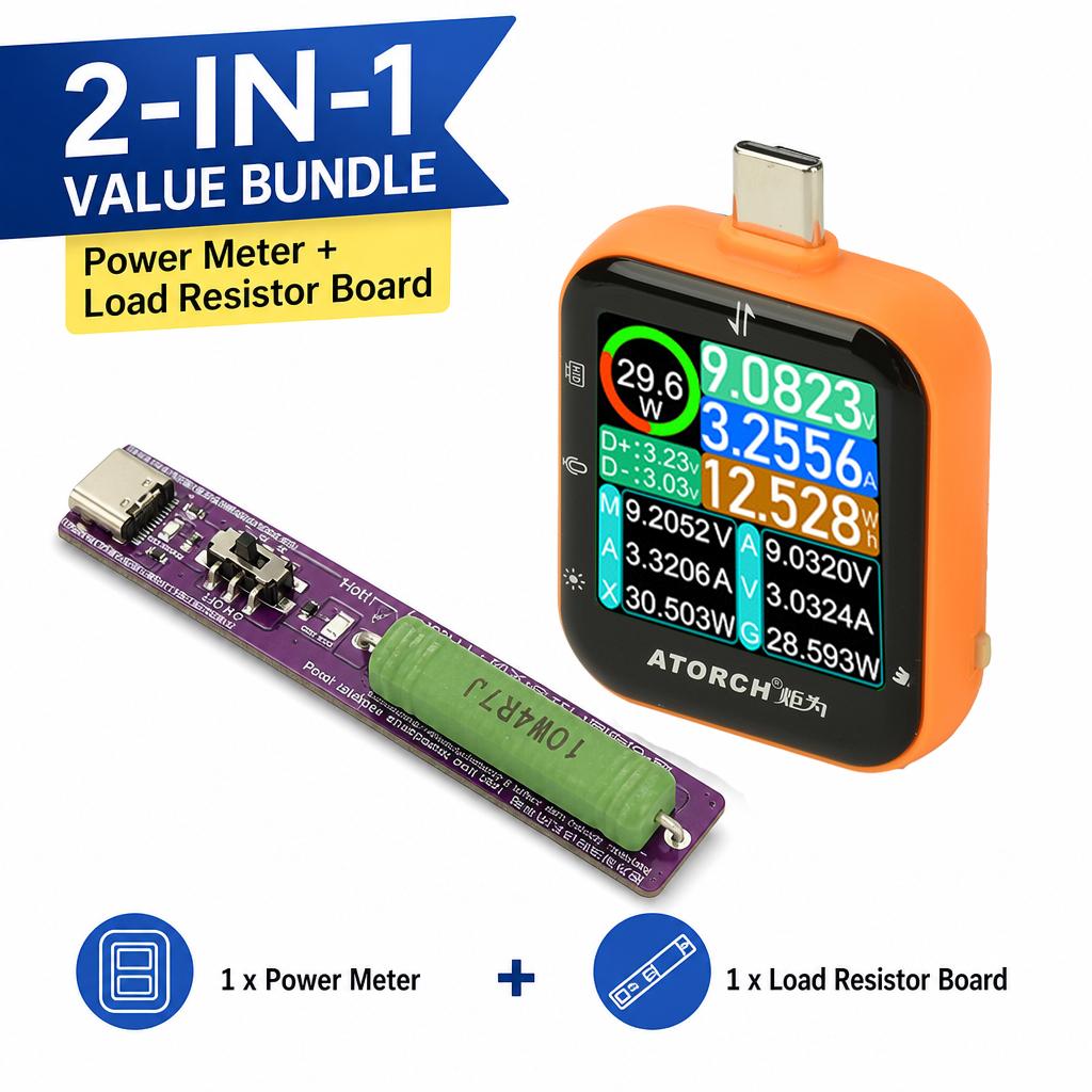 T3 Capacitive Touch Power Meter USB Type-C Charging Tester DC 4.5-50V 6A High Precision Digital Voltage Current CPU Temp Meter