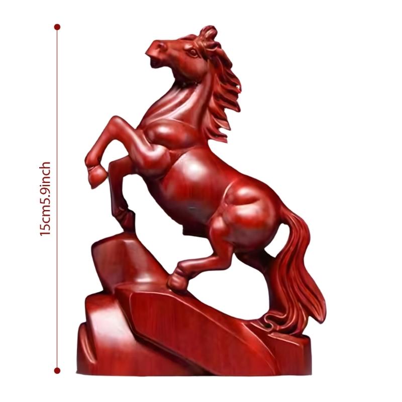 Dark pine Horse Statue Traditional Asian Design For Home Decoration Representing success And Success