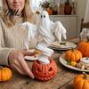 Halloween Trädgård Veranda Accenter Virvlande Spöke Pumpa Lampa, Upplyst Spöklik Staty, Varm LED Utomhus Läskig Nattlampa för Festdekoration, Höst