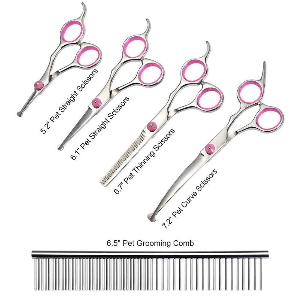 6Pcs/Set Pet Dog Hair Cutting Professional Scissors Hairdressing Shears Thinning Tool Kit with Comb