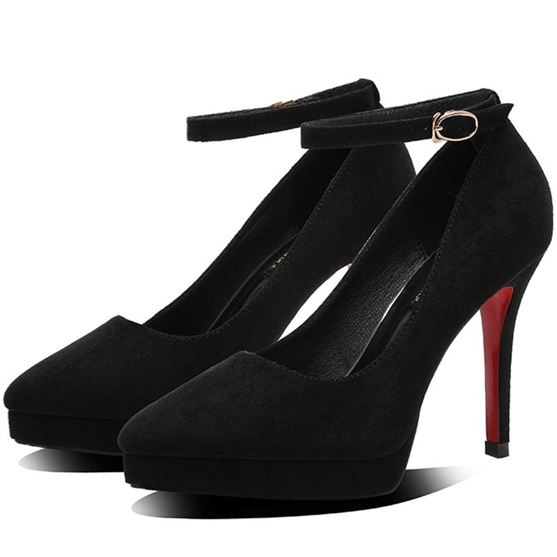

Новые Сексуальные Классические Туфли-лодочки на Высоком Каблуке 12 см, Летняя Черная Обувь для Женщин, Женские Туфли-лодочки на Ремешках, Платформа, Круглый Носок, Ремешок на Щиколотке, Обувь 36