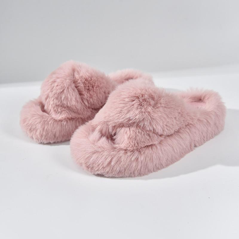 

Модные женские балетки Меховые тапочки 2025 Зимняя мода Повседневная обувь Дизайнерские уютные сандалии-слингбэки Модные домашние шлепанцы Новые Zapatillas 42 розовый