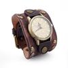 Mens Punk Style Vintage Leather Bracelet Watch With Rivets Wide Cuff Band Casual Fashion