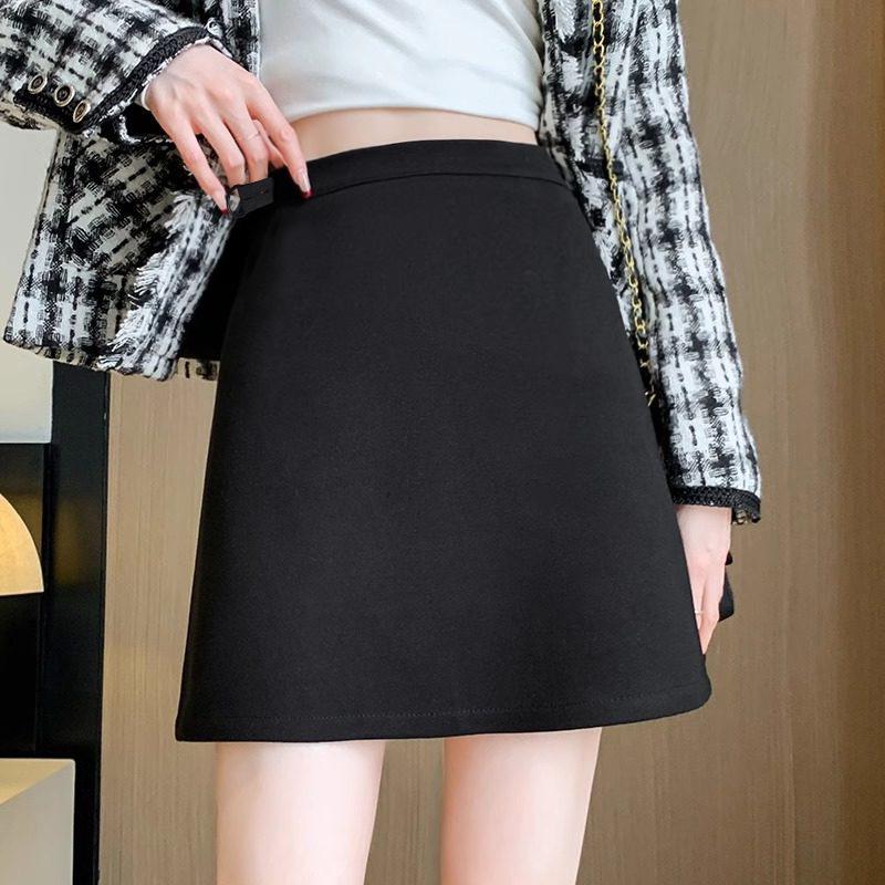 Maternity Deep Gray Woolen A-Line Half Skirt - Spring/Winter 2026, Slim-Fit, Hip Hugging Short Skirt XL