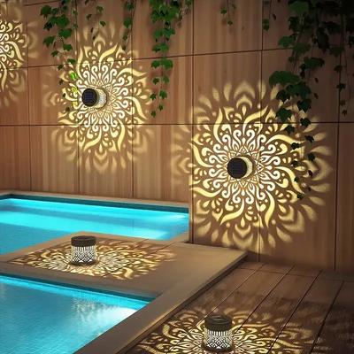 1/2pcs Solar Wall Lights Solar Hollow Exterior Wall Lamp for Front Door, Christmas Halloween Party Courtyard Decoration