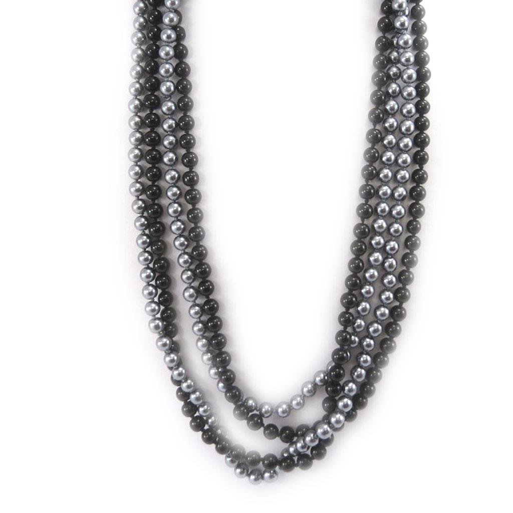 Les Trésors De Lily [L1635] - 2-tone Gray 'Sissi' Designer Necklace