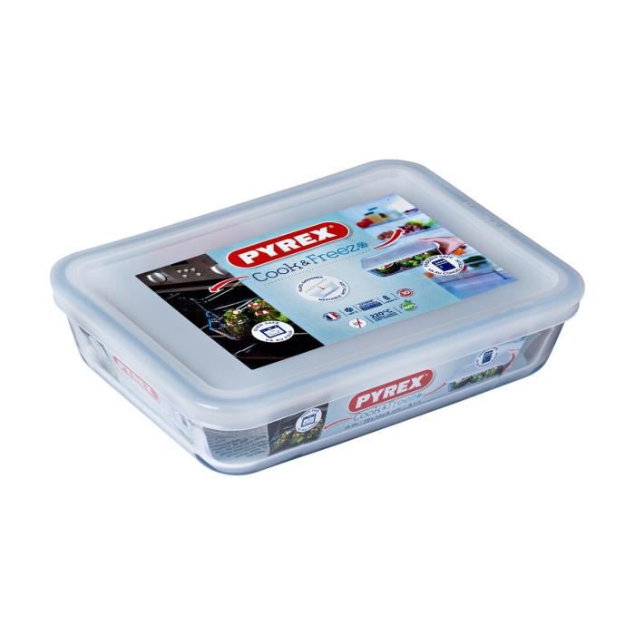 Boîte À Repas Rectangulaire Avec Couvercle Pyrex Cook & Freeze 22,5 X 17,5 X 6,5 Cm 1,5 L Transparent Silicone Verre (6 Unités)
