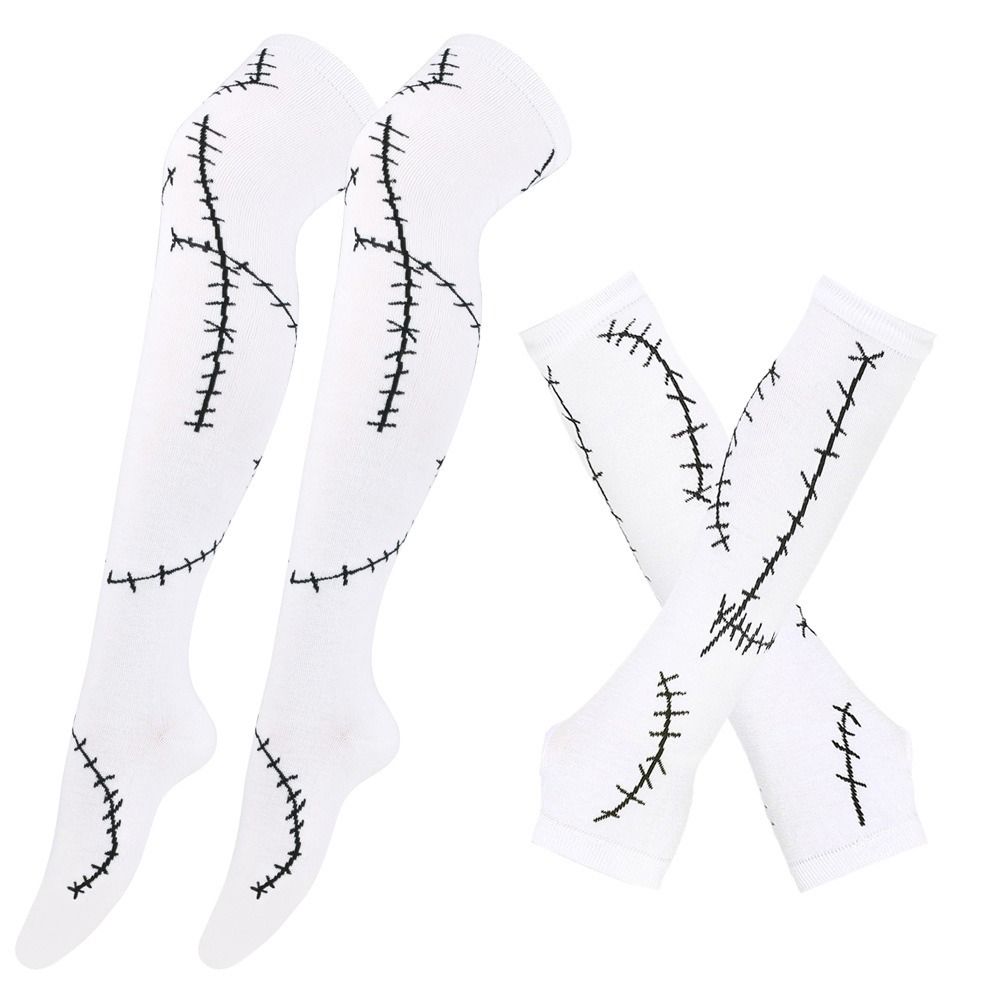 Cotton Knee High Socks Halloween Fingerless Gloves New Halloween Stocking Socks