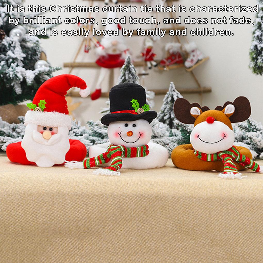 Christmas Curtain Buckle Tieback Cartoon Santa Claus Snowman Blind Cramp Ring Drape Window Decoration Navidad Restaurant