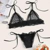 European and American Mesh See-Through Sexy Lingerie Set - Three Pieces