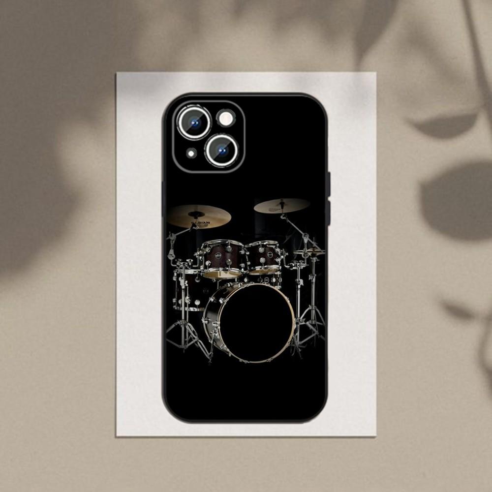 Musical Instrument Drum  Phone Case For Apple iPhone 15,14,13,12,11,XS,XR,X,8,7,Pro,Max,Plus,mini Silicone Black Cover