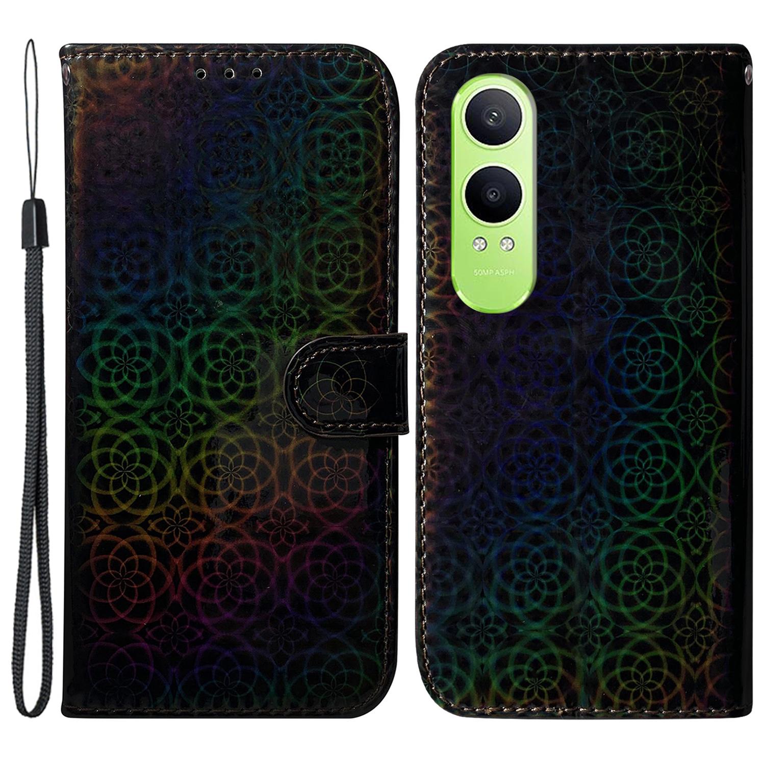 

For OnePlus Nord CE4 Lite 5G/Oppo K12x 5G (China) Case Dazzling Flower Anti-Drop Leather Phone Cover Black