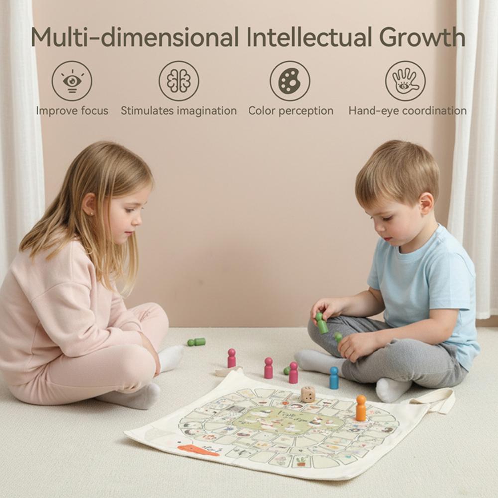 Kids Multifunctional Board Game Toy Flying Chess Board Game Canvas Table Mat Game Parent-Child Puzzle Educational Puzzle Toy