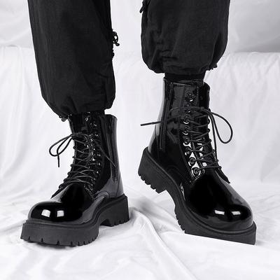 Martin Boots Herren neue Frühling schwarze Lokomotiv-Arbeitsstiefel High-Top Weichleder wasserdichte lässige Lederstiefel