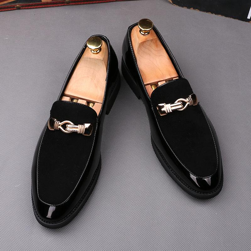 Luxury Men Suede Patchwork Metal Buckle Casual Shoes Male Lace Up Flats Brogues Homecoming Wedding Dress Prom Zapatillas Hombre