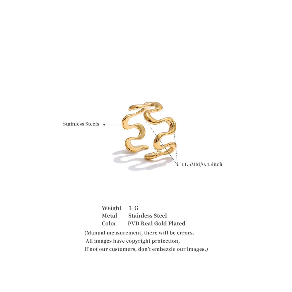 Minimalist Stainless Steel Metal Irregular Open Adjustable Ring for Women Rust Proof Distinctive Jewelry 2025