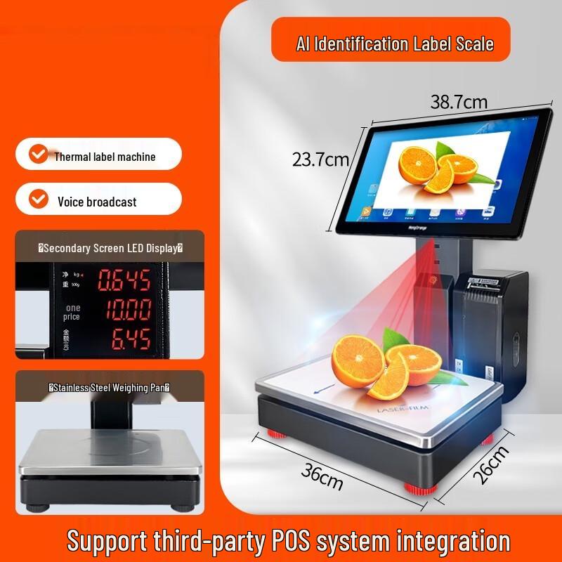 

AI Smart Label Printing Scale with Customer Display