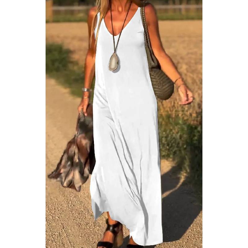Womens Summer V Neck Tank Dress With Stripes And Beads For Casual Travel