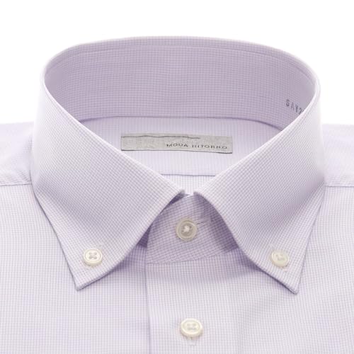 Yofuku no Aoyama Men's Dress Shirt, Non-Iron, Long Sleeve, Wrinkle-Resistant, Stylish, Slim Fit, Purple/Check