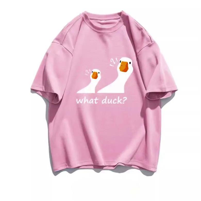 

Summer University Style Duck Short Sleeve Korean Style T-shirt Fashionable Casual Female Cartoon Print Street Women s Clothing S
