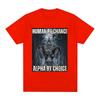 Human By Chance Alpha By Choice Wolf Funny Meme T Shirts Men's Casual Cotton Vintage Short Sleeve Oversized T-shirts Streetwear