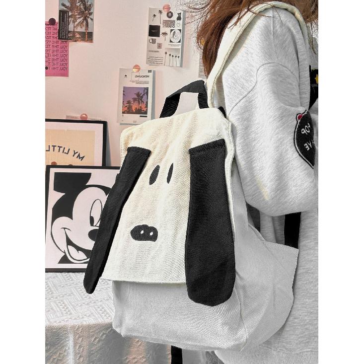 

Korean Version Cartoon Backpack Cute Backpack 2024 New Model Student Class Canvas Bag Simple Large Capacity School Bag білий