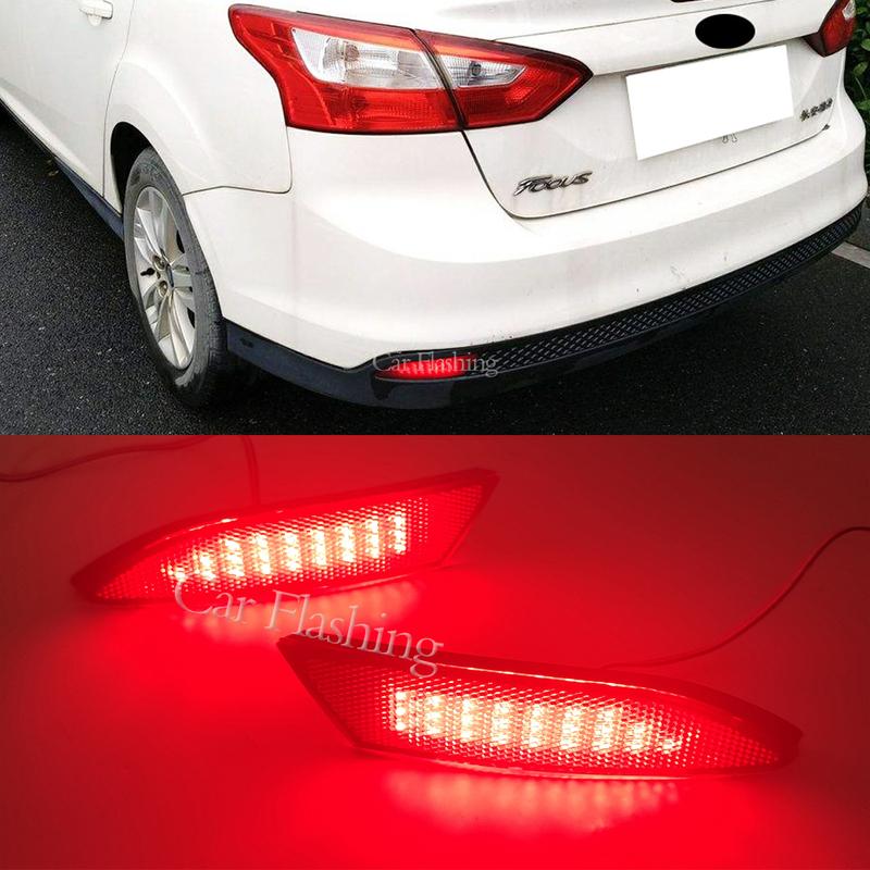 Car Flashing 1Set Auto LED Rear Bumper Reflector Light Braking Warning Lamp For Ford Focus 3 2011 2012 2013 2014 Sedan Hatchback
