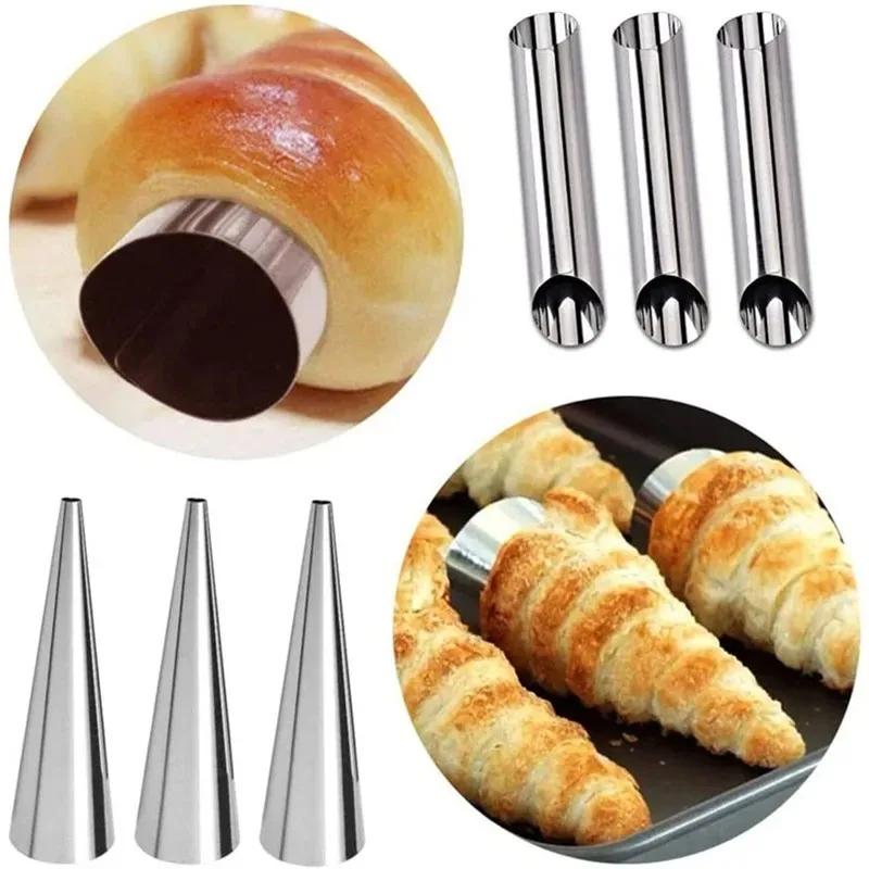 10Pcs Cream Horn Molds Stainless Steel Cone Tubular Shaped Mold Baking Cones Horn Pastry Roll Kitchen Cookie Dessert Tool