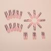 Long water pipe nail outer size fake nail manicure tablet pink silver wave three-dimensional manicure patch French nail tablet