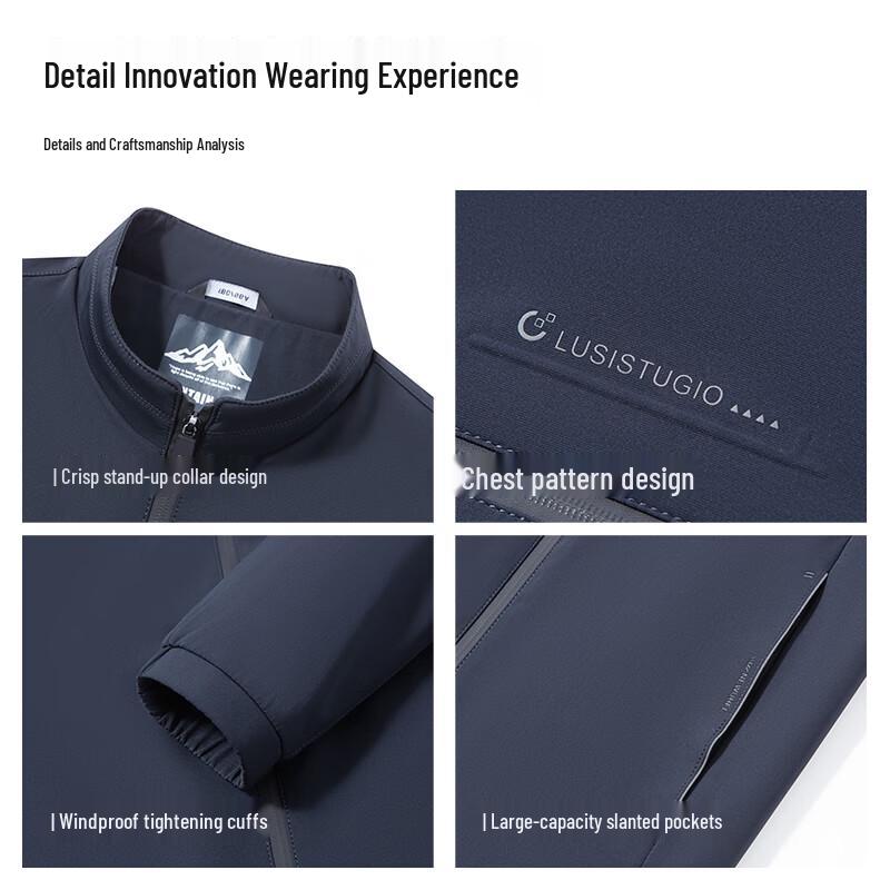 SHANSHAN Men's Stand Collar Anti-Wrinkle Windproof Casual Jacket