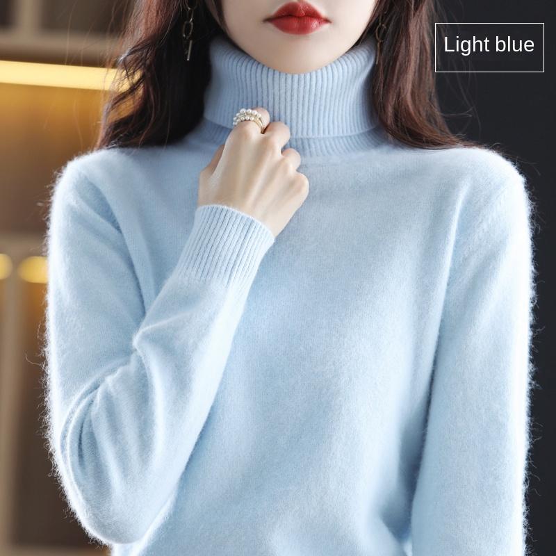 Women's Clothing For Autumn Winter 100% Mink Plush Turtleneck Pullover Sweater Ladies Cashmere Sweater