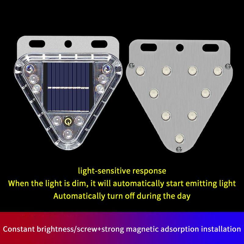 Multicolor Truck Tail Flashing Light Led Solar Warning Light Anti Collision Magnetic Touch Switch Wireless Strobe Triangle Lamp