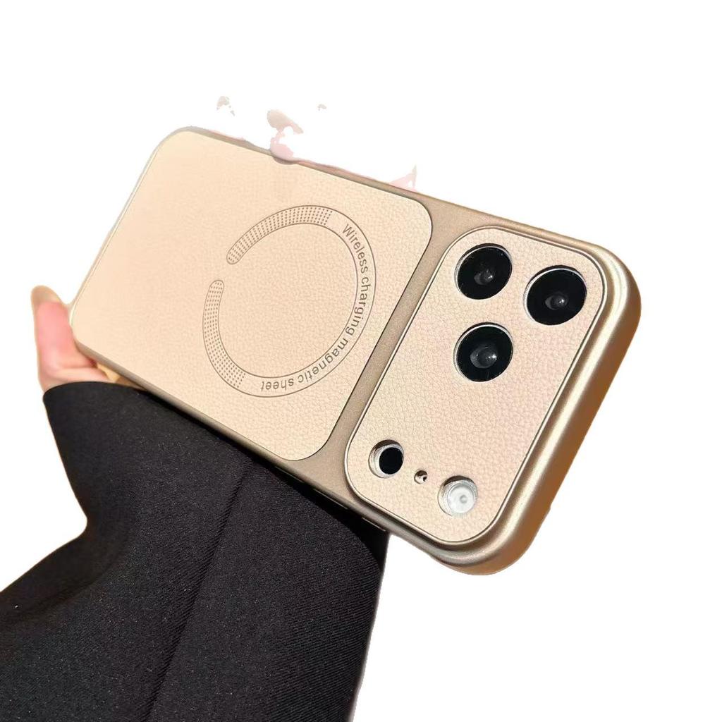 iPhone 17 Pro Max Lychee Pattern Leather Magnetic Case for Apple 16, Full Coverage with Large Window