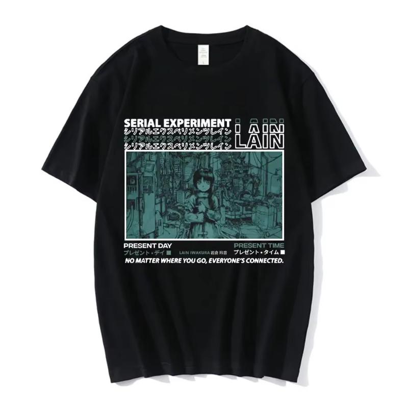 Anime Serial Experiments Lain T-Shirt Men Women Graphic T Shirts Unisex Iwakura Manga Girl Sci Fi Short Sleeve Tee Tops 62463