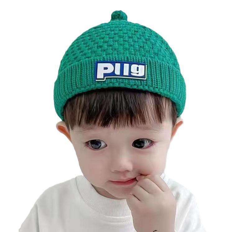 Cappello ciuccio Cappello in lana lavorato a maglia per bambini Ragazzi e ragazze Autunno e inverno Caldo ispessito Pullover per neonati Cappello a buccia di melone Tendenza