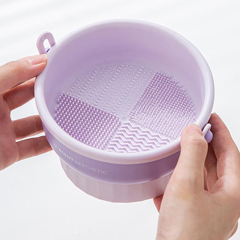 Makeup Brush Cleaning Bowl Beauty Egg Cleaning Tool Storage Set Brush Powder Puff Dry Cleaning Silicone Drying Shelf