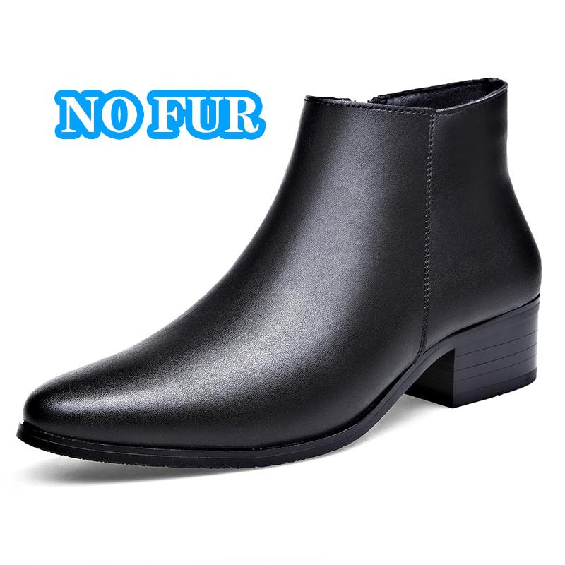 British Style High Top Men's Casual Boots Increase Height Chelsea Boots Classic Genuine Leather Ankle Boots Autumn Winter Botas