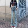 Personalized Splicing Micro-pull Jeans Women's Spring and Autumn New High-waisted Slim-fitting and Thin Versatile Horseshoe Flared Pants